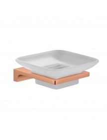 Porte-savon mural NIL en verre et laiton rose gold poli 11,05x10,3x4,25 cm