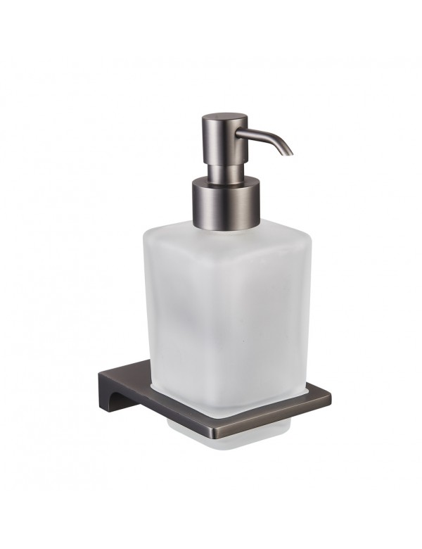 Distributeur de savon mural NIL en verre et laiton métal gris 200 ml Distributeur de savon mural NIL en verre et laiton métal gris 200 ml