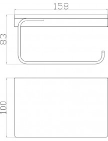 Porte papier toilettes mural avec étagère NIL en laiton métal gris poli 15,8 cm