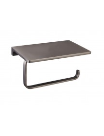 Porte papier toilettes mural avec étagère NIL en laiton métal gris 15,8 cm