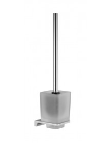 Brosse WC murale NIL en laiton chromé et verre H.36,5 cm