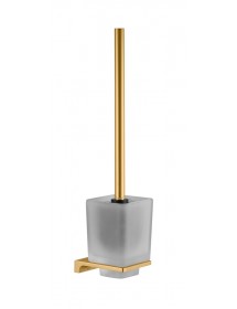 Brosse WC murale NIL en laiton doré brossé et verre H.36,5 cm