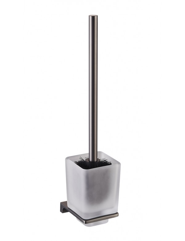 Brosse WC murale NIL en laiton métal gris et verre H.36,5 cm Brosse WC murale NIL en laiton métal gris et verre H.36,5 cm