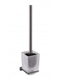 Brosse WC murale NIL en laiton métal gris et verre H.36,5 cm