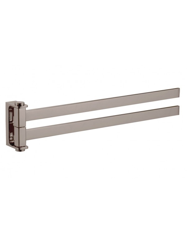 Porte-serviettes double rotatif  NIL en laiton métal gris poli 37 cm