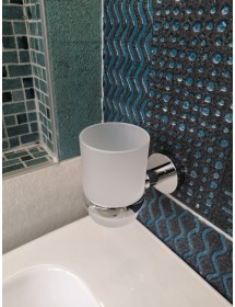 Porte-verre COLORADO en laiton chromé et en verre Porte-verre COLORADO en laiton chromé et en verre