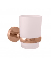 Porte brosses à dents COLORADO en laiton rose gold poli et en verre