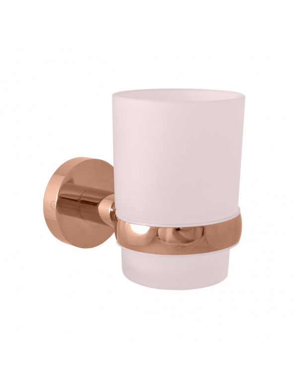 Porte brosses à dents COLORADO en laiton rose gold poli et en verre Porte brosses à dents COLORADO en laiton rose gold poli et en verre