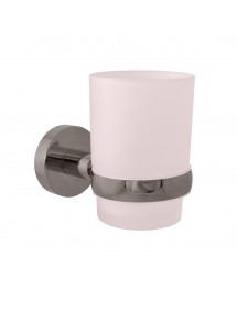 Porte brosses à dents COLORADO en laiton métal gris et en verre