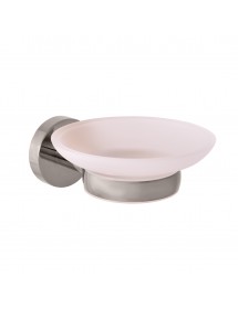 Porte-savon COLORADO en verre et en laiton métal gris poli