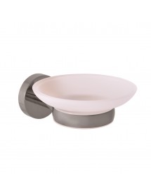Porte-savon COLORADO en verre et en laiton métal gris
