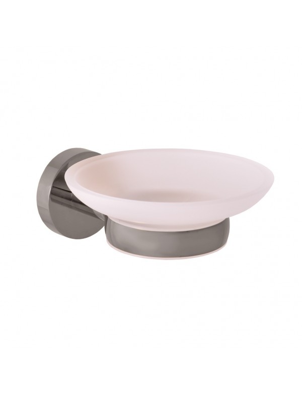 Porte-savon COLORADO en verre et en laiton métal gris