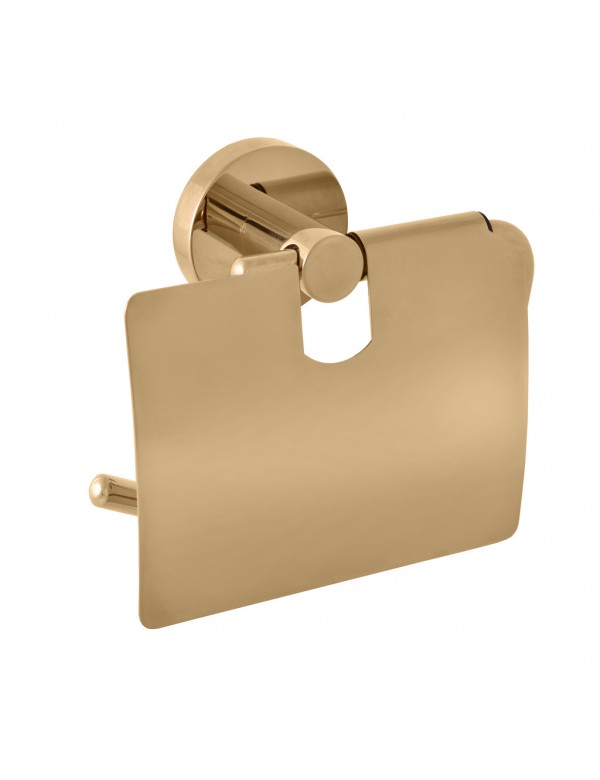Porte papier toilettes avec couvercle COLORADO en laiton doré 14,2cm Porte papier toilettes avec couvercle COLORADO en laiton doré 14,2cm