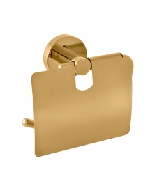 Porte papier toilettes avec couvercle COLORADO en laiton doré brossé 14,2cm