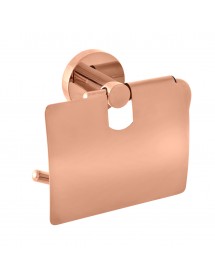 Porte papier toilettes avec couvercle COLORADO en laiton rose gold poli 14,2cm