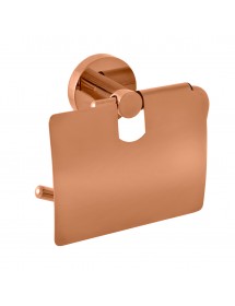 Porte papier toilettes avec couvercle COLORADO en laiton rose gold brossé 14,2cm