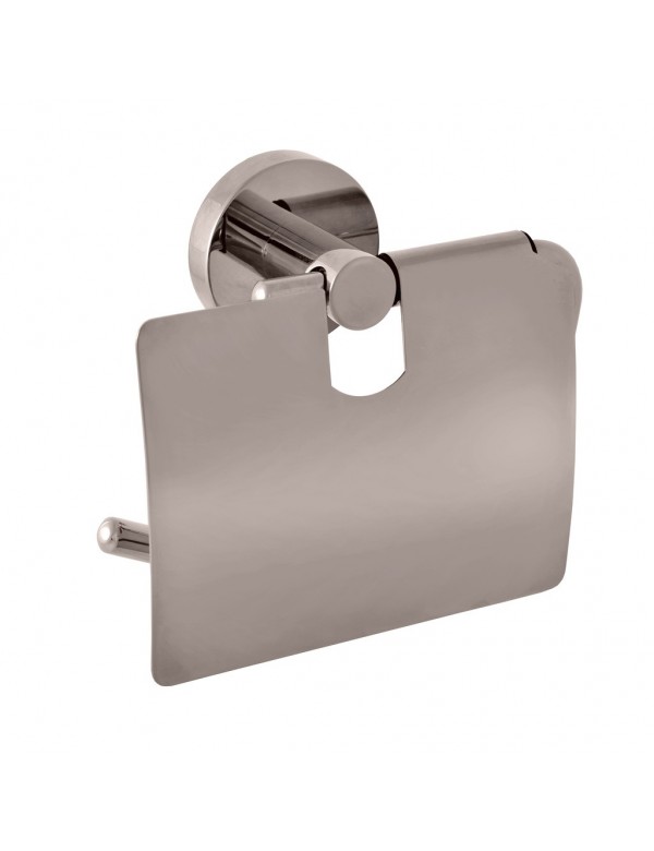 Porte papier toilettes avec couvercle COLORADO en laiton métal gris poli 14,2cm