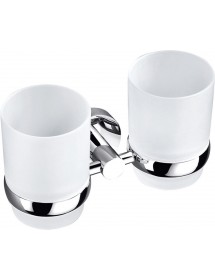 Porte brosses à dents double COLORADO en verre et laiton chromé