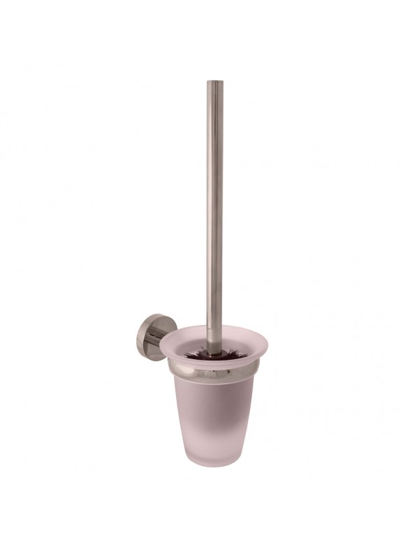 Brosse de toilettes mural COLORADO en verre et laiton métal gris poli 40cm Brosse de toilettes mural COLORADO en verre et laiton métal gris poli 40cm