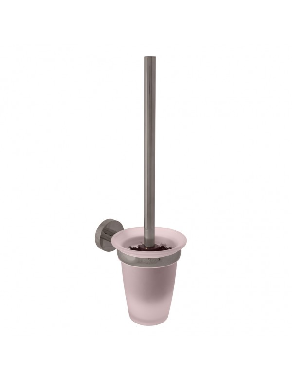 Brosse de toilettes mural COLORADO en verre et laiton métal gris brossé 40cm Brosse de toilettes mural COLORADO en verre et laiton métal gris brossé 40cm