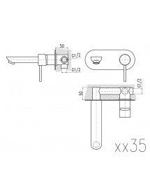 Mitigeur lavabo mural COLORADO en laiton chromé