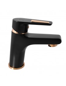 Mitigeur lavabo COLORADO en laiton noir mat doré sans siphon
