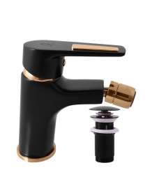 Mitigeur bidet COLORADO en laiton noir doré avec siphon