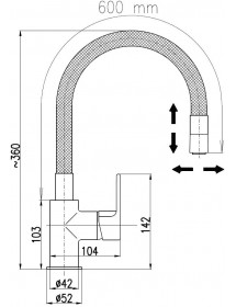 Mitigeur évier à mémoire de forme en laiton noir mat doré COLORADO H. 36 cm