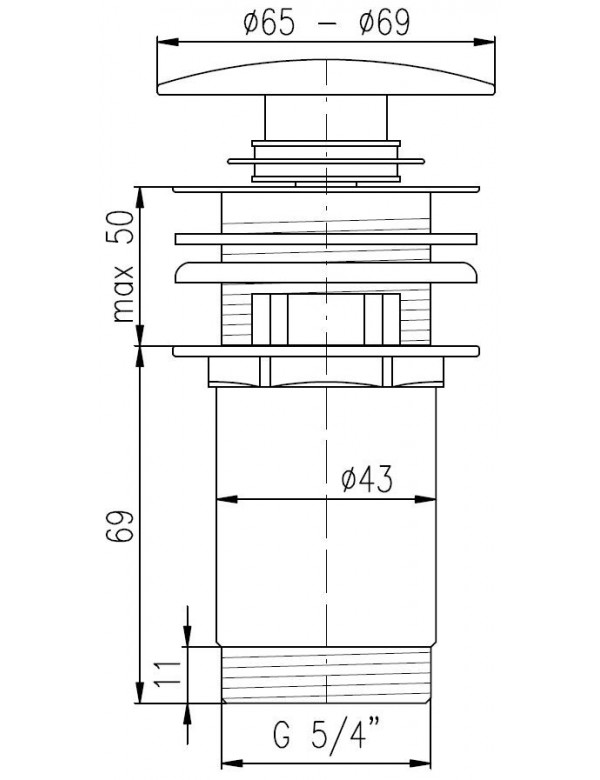 Bonde pour lavabo et évier en laiton gris métal 6,5 cm