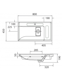 Lavabo suspendu QUATTRO rectangulaire 80x45x19 cm Lavabo suspendu QUATTRO rectangulaire 80x45x19 cm