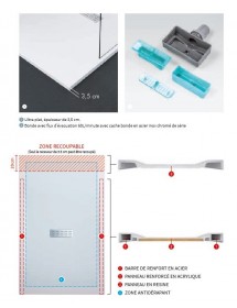 Receveur de douche noir ultraplat recoupable NOVELLINI CUSTOM 100x80 cm - H 3,5 cm