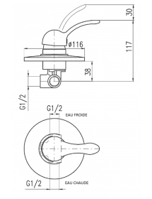 Mitigeur douche encastrable LABE en chrome doré