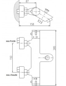 Mitigeur baignoire mural thermostatique en laiton chromé