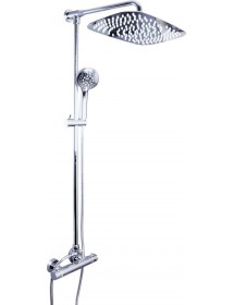 Colonne de douche murale thermostatique laiton chrome avec douchette H. 111 cm