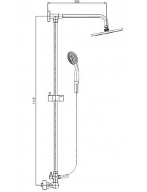 Colonne de douche murale thermostatique laiton chrome avec douchette H. 111 cm