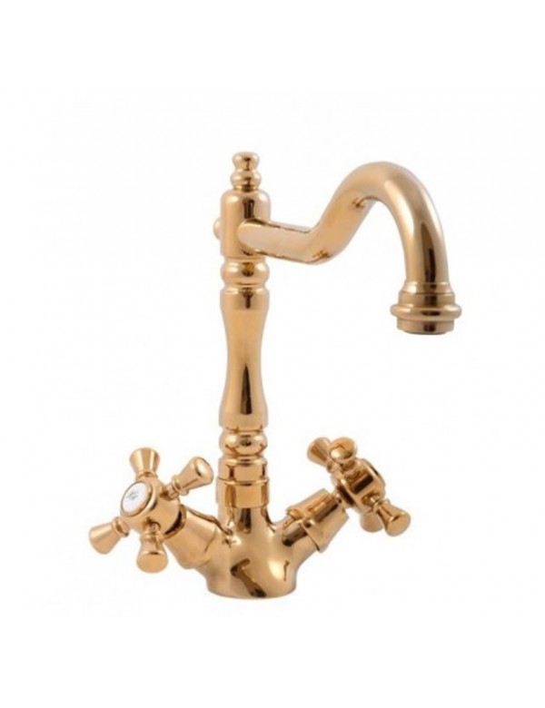 Mélangeur évier MORAVA RETRO pivotant laiton doré Mélangeur évier MORAVA RETRO pivotant laiton doré