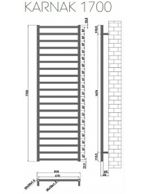 Radiateur sèche-serviette design vertical KARNAK 170 cm en laiton chromé Radiateur sèche-serviette design vertical KARNAK 170 cm en laiton chromé