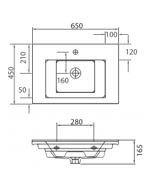 Lavabo suspendu ETNA rectangulaire 65x45x16,5 cm en porcelaine