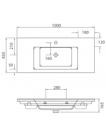 Lavabo suspendu ETNA rectangulaire 100x45x16,5 cm en porcelaine Lavabo suspendu ETNA rectangulaire 100x45x16,5 cm en porcelaine