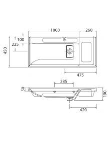Lavabo suspendu QUATTRO rectangulaire 100x45x19 cm Lavabo suspendu QUATTRO rectangulaire 100x45x19 cm