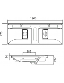 Lavabo double suspendu QUATTRO rectangulaire 120x47x19 cm Lavabo double suspendu QUATTRO rectangulaire 120x47x19 cm
