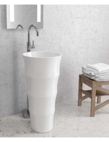 Lavabo totem rond à 1 trou ELYSEE 83x42x42 cm en céramique