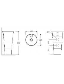 Lavabo totem rond à 1 trou ELYSEE 83x42x42 cm en céramique