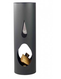 Cheminée d’extérieur cylindrique en acier noir BALI 100x40 cm