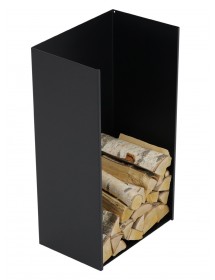 Rack à bûches PESTAK en acier noir avec dossier 45x30x80 cm