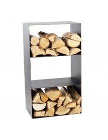 Rack à bûches CASI en acier noir avec étagère 45x30x80 cm