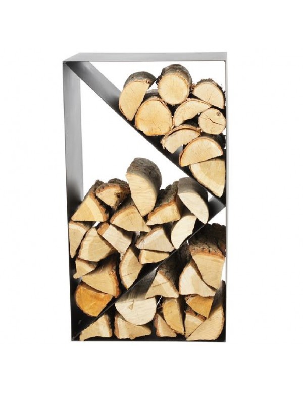 Range bûches casier en acier noir BOANA 45x30x80 cm