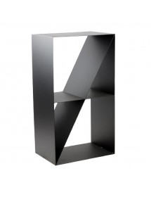 Range bûches en acier noir TSITO forme casier design 45x30x80 cm