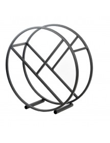 Rack à bûches rond TSITSI en acier noir avec rangement Ø 80 cm