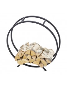 Rack à bûches rond NIRI en acier noir avec pieds Ø 80 cm